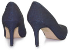 Zapatos de fiesta Cristalina Azul Marino con tacón de 8 cm, brillos discretos y plantilla acolchada para máxima elegancia y confort.