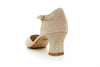 Zapatos de fiesta color champagne con tacón ancho de 5 cm y detalles brillantes para bodas y eventos