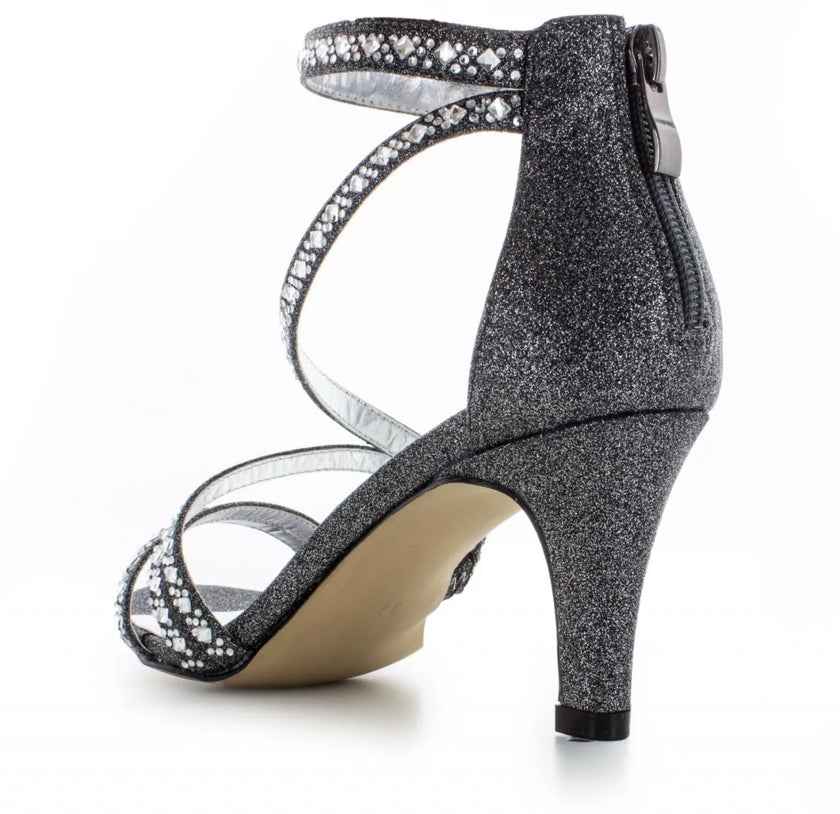 Zapato de fiesta negras con glitter y tacón de 6.5 cm