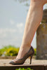 Zapatos de fiesta negros con malla transparente, tacón de 8 cm y detalles de strass para eventos especiales