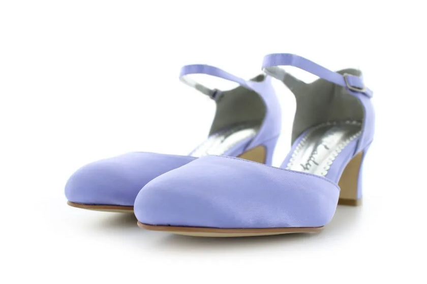 Zapatos de fiesta lila estilo D'Orsay con tacón kitten heel de 4.5 cm