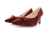 Zapatos de fiesta burdeos estilo vintage con broche y tacón kitten heel de 4.5 cm