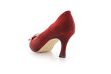 Zapatos de fiesta burdeos estilo vintage con broche y tacón kitten heel de 4.5 cm