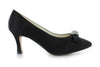 Zapatos de fiesta negros estilo vintage con broche y tacón kitten heel de 4.5 cm