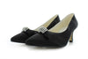 Zapatos de fiesta negros estilo vintage con broche y tacón kitten heel de 4.5 cm