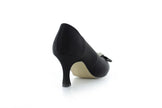 Zapatos de fiesta negros estilo vintage con broche y tacón kitten heel de 4.5 cm