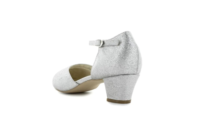 Zapatos de fiesta plateados con tacón de 4.5 cm y brillo elegante para bodas y eventos