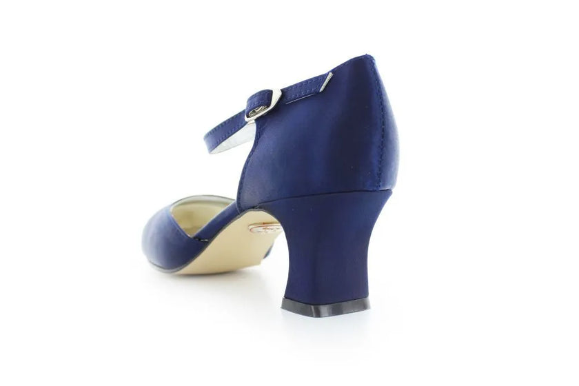 Zapatos de fiesta azul marino estilo D'Orsay con tacón kitten heel de 4.5 cm