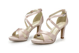 Zapatos de Fiesta Serafinita Rosa con tacón de 8 cm y riempe ajustable para comodidad durante todo el día.