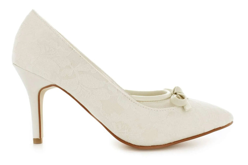 Zapatos de novia Datolita Ivory con tacón de 7 cm, diseño elegante y plantilla acolchonada para mayor comodidad.