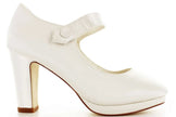 Zapatos de novia Variscita en color Ivory con plataforma, tacón ancho de 8 cm y cierre oculto, ideales para bodas y eventos elegantes.
