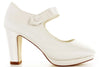 Zapatos de novia Variscita en color Ivory con plataforma, tacón ancho de 8 cm y cierre oculto, ideales para bodas y eventos elegantes.