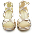 Zapatos de fiesta Flogopita Dorado con tacón de 8 cm, efecto espejo y diseño sofisticado, perfectos para bodas y eventos elegantes.