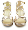 Zapatos de fiesta Flogopita Dorado con tacón de 8 cm, efecto espejo y diseño sofisticado, perfectos para bodas y eventos elegantes.