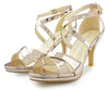 Zapatos de fiesta Flogopita Dorado con tacón de 8 cm, efecto espejo y diseño sofisticado, perfectos para bodas y eventos elegantes.