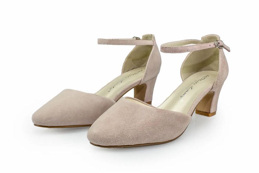 Zapatos de fiesta Ortoclasa Rosa con tacón de 7 cm, cómodos y elegantes, ideales para bodas y eventos especiales.