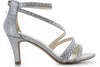Zapato de fiesta piroxena plateadas con glitter y tacón de 6.5 cm