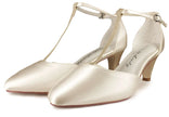 Zapatos de novia Malaquita con glitter champán y tacón de 5,5 cm en color ivory, elegantes y cómodos para bodas y fiestas.