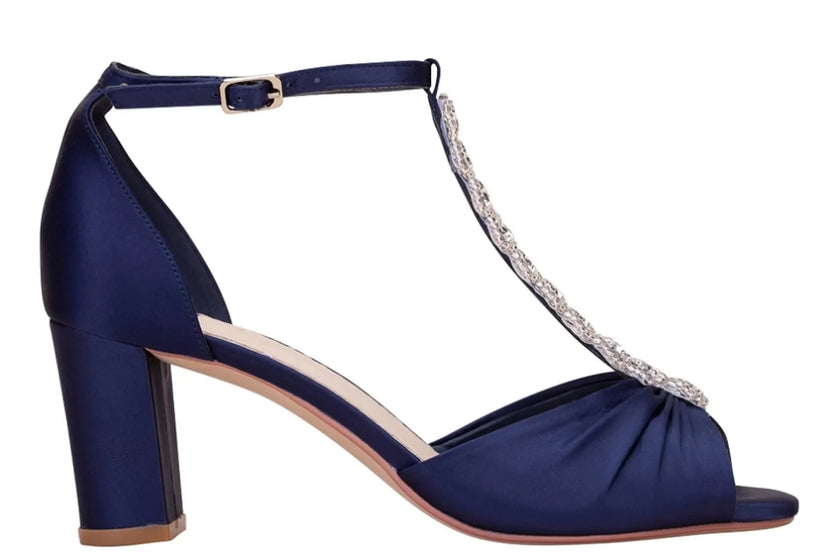Tacon Ancho Zapatos Azul Marino De Fiesta Zapatos Fiesta Zapatos