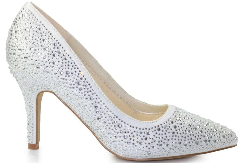  Zapatos de novia Jaspe con cristales y tacón de 8 cm en color ivory, elegantes y cómodos para bodas.