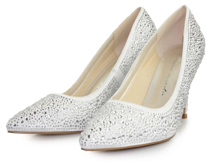  Zapatos de novia Jaspe con cristales y tacón de 8 cm en color ivory, elegantes y cómodos para bodas.