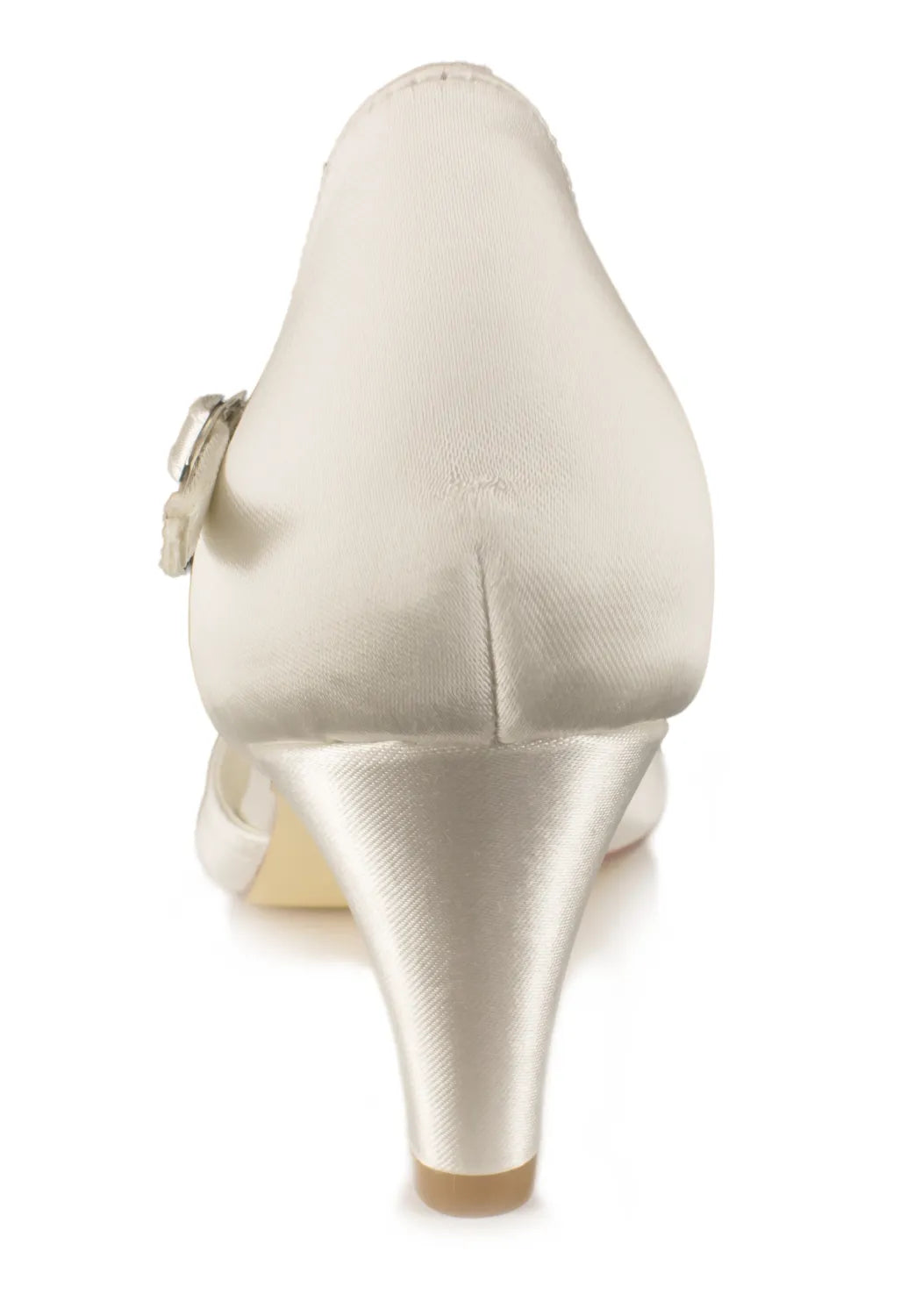 Zapatos de novia Perla con tiras cruzadas, tacón de 5 cm y forro acolchado en color ivory.
