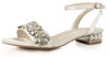 Zapatos de novia Turmalina en color ivory, con tacón bajo de 2 cm, perlas incrustadas y detalles de cristales para un look elegante y cómodo.