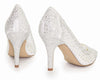 Zapatos de novia Esmeralda con detalles de tejido de malla y zirconia, tacón de 8 cm en color ivory, ideales para bodas y eventos elegantes.